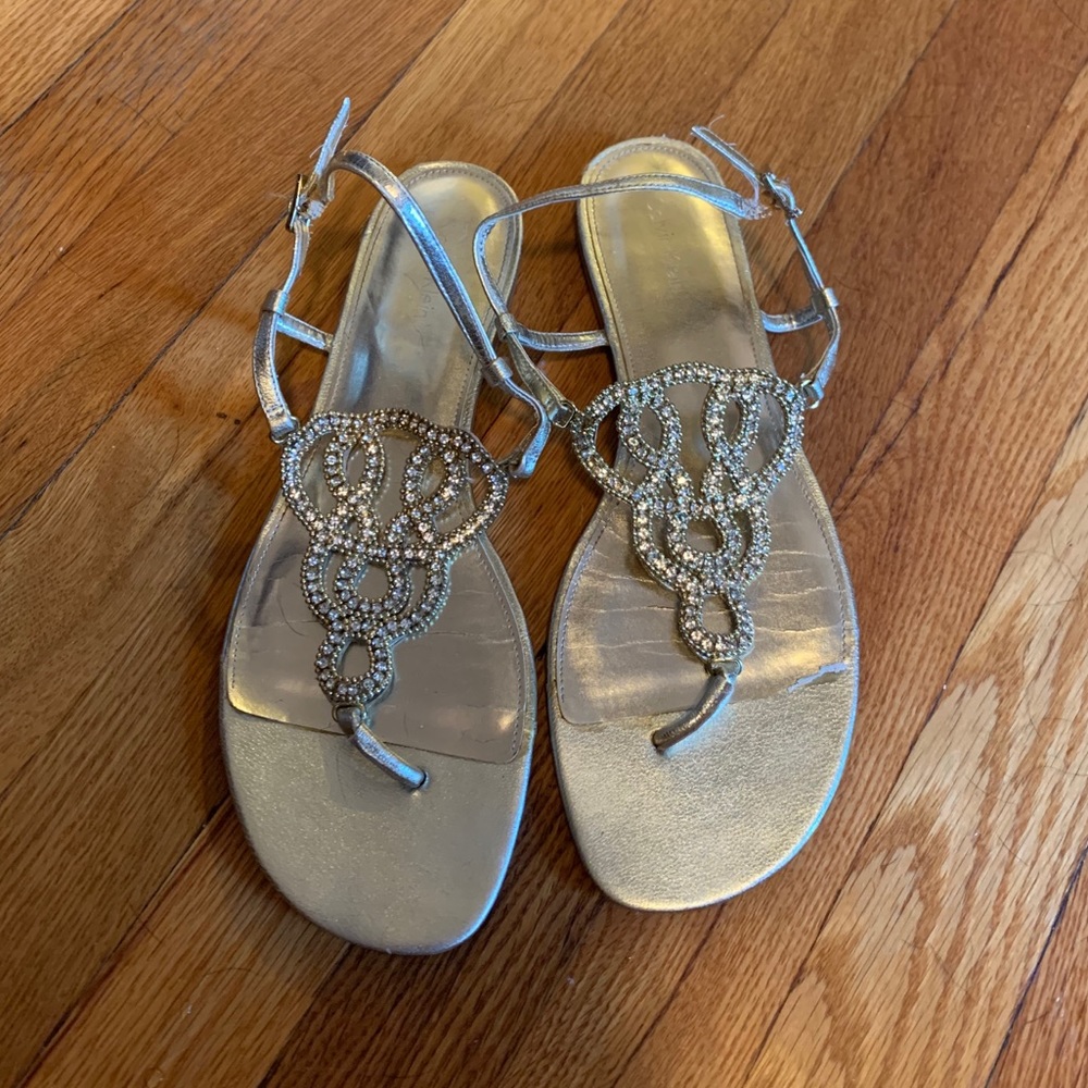 Calvin Klein Jeweled Gold Sandals with Clasp